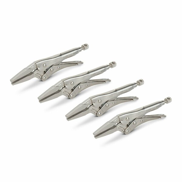 Tekton 6 in Long Nose Locking Plier Set 4 Pieces PLK90301